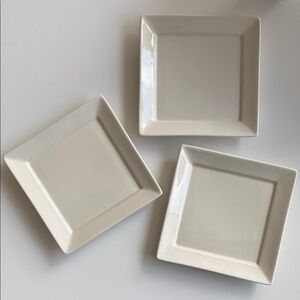 Restoration Hardware Cream Square Dinner Plates Set of 3